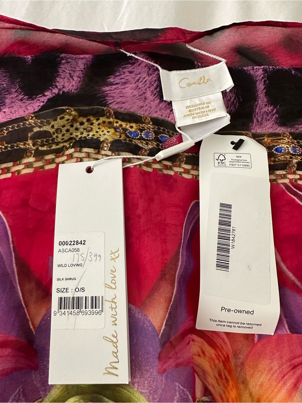 Camilla wild loving silk shrug NWT - Picture 5 of 7